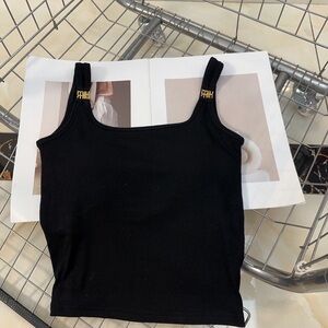 Miu Miu Black Camisole with Gold Details